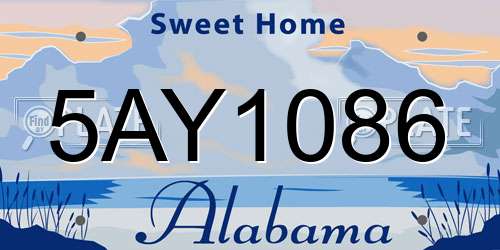 5AY1086 Alabama License Plate