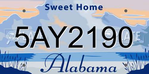 5AY2190 Alabama License Plate