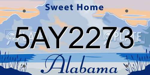 5AY2273 Alabama License Plate