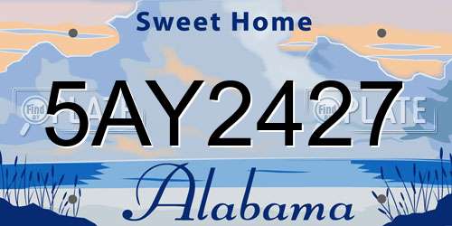 5AY2427 Alabama License Plate