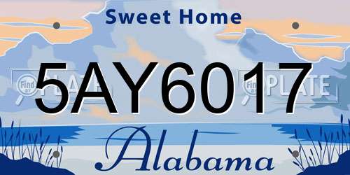 5AY6017 Alabama License Plate