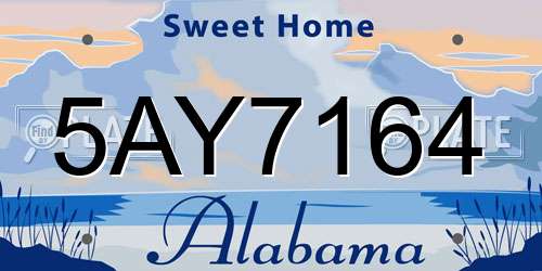 5AY7164 Alabama License Plate