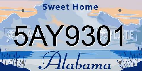 5AY9301 Alabama License Plate