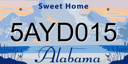 5AYD015 Alabama License Plate