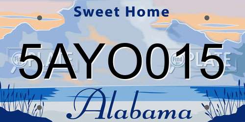 5AYO015 Alabama License Plate