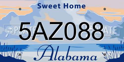 5AZ088 Alabama License Plate