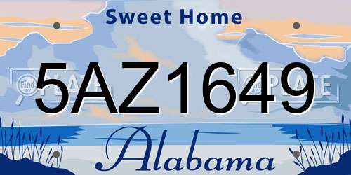 5AZ1649 Alabama License Plate