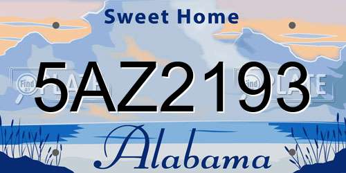 5AZ2193 Alabama License Plate