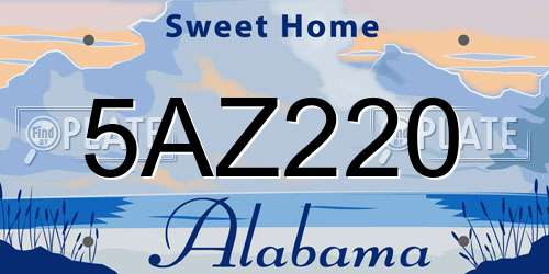 5AZ220 Alabama License Plate