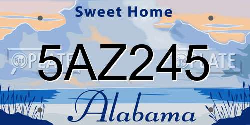 5AZ245 Alabama License Plate