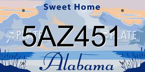 5AZ451 Alabama License Plate