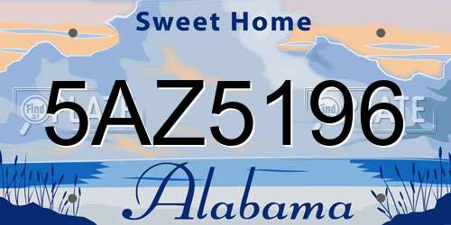 5AZ5196 Alabama License Plate