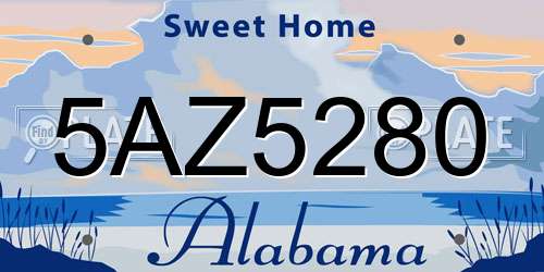 5AZ5280 Alabama License Plate