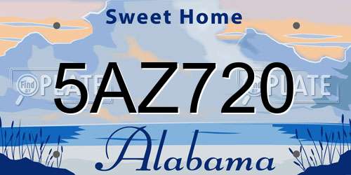 5AZ720 Alabama License Plate