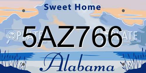 5AZ766 Alabama License Plate