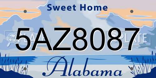 5AZ8087 Alabama License Plate
