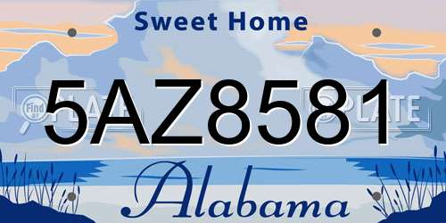 5AZ8581 Alabama License Plate