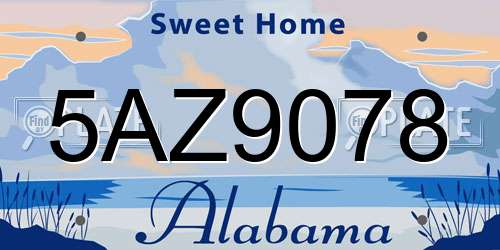 5AZ9078 Alabama License Plate