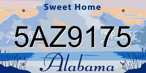 5AZ9175 Alabama License Plate