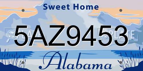 5AZ9453 Alabama License Plate