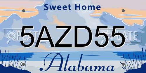 5AZD55 Alabama License Plate