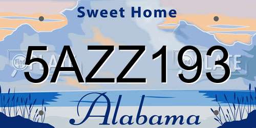 5AZZ193 Alabama License Plate