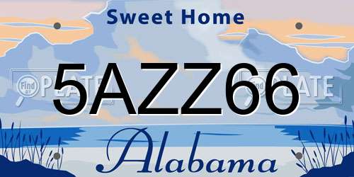 5AZZ66 Alabama License Plate