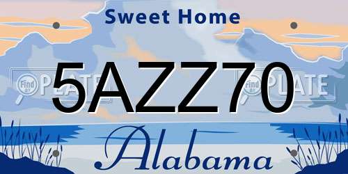 5AZZ70 Alabama License Plate