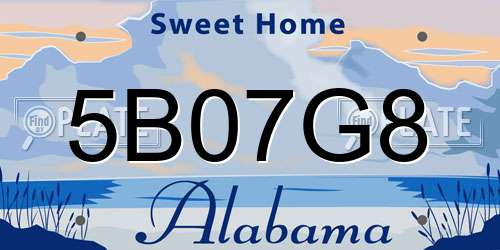 5B07G8 Alabama License Plate