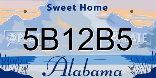 5B12B5 Alabama License Plate