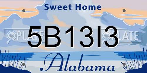 5B13I3 Alabama License Plate