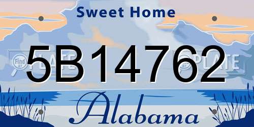 5B14762 Alabama License Plate