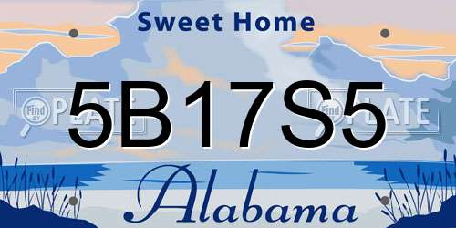 5B17S5 Alabama License Plate
