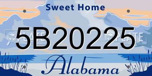 5B20225 Alabama License Plate