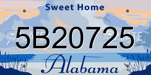 5B20725 Alabama License Plate