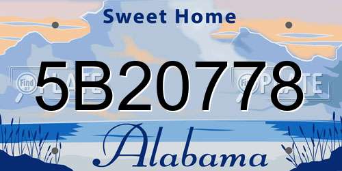 5B20778 Alabama License Plate