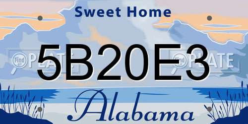 5B20E3 Alabama License Plate
