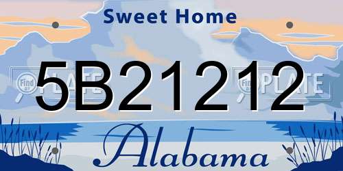 5B21212 Alabama License Plate
