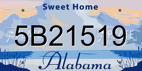 5B21519 Alabama License Plate