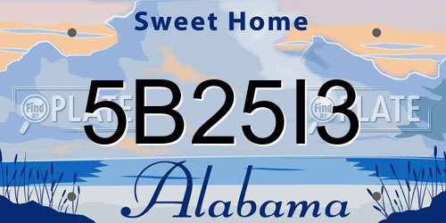 5B25I3 Alabama License Plate