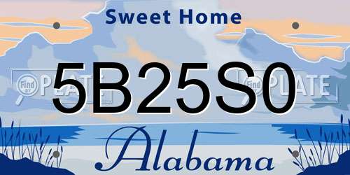 5B25S0 Alabama License Plate