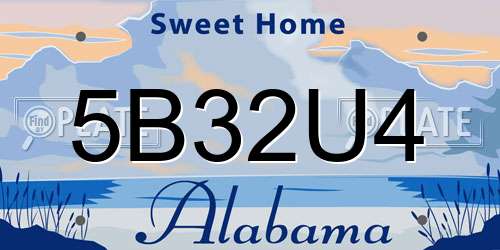 5B32U4 Alabama License Plate
