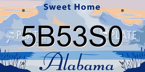 5B53S0 Alabama License Plate