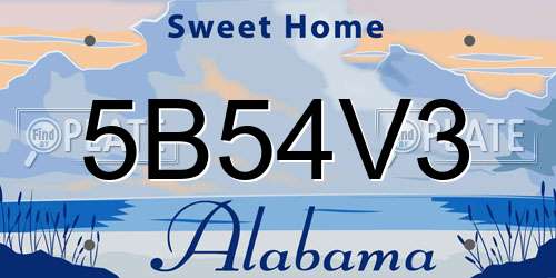 5B54V3 Alabama License Plate