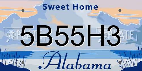 5B55H3 Alabama License Plate