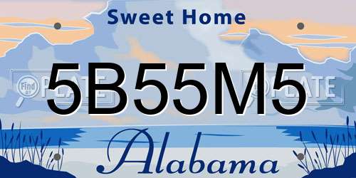 5B55M5 Alabama License Plate