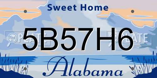 5B57H6 Alabama License Plate