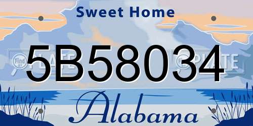 5B58034 Alabama License Plate
