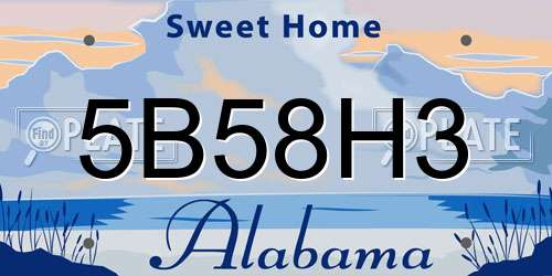 5B58H3 Alabama License Plate