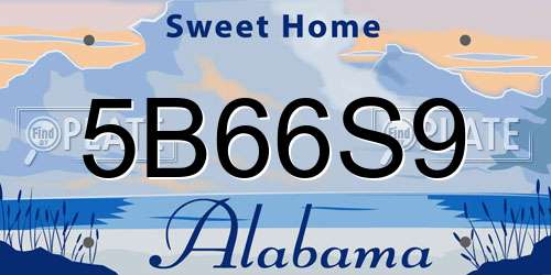 5B66S9 Alabama License Plate